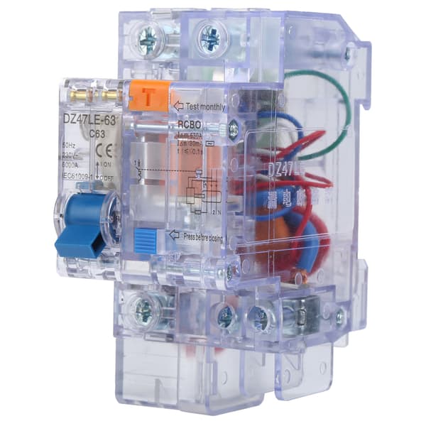 DZ47LE63 1P+N C63 Strømbryter Transparent Husholdningsjordfeilbryter