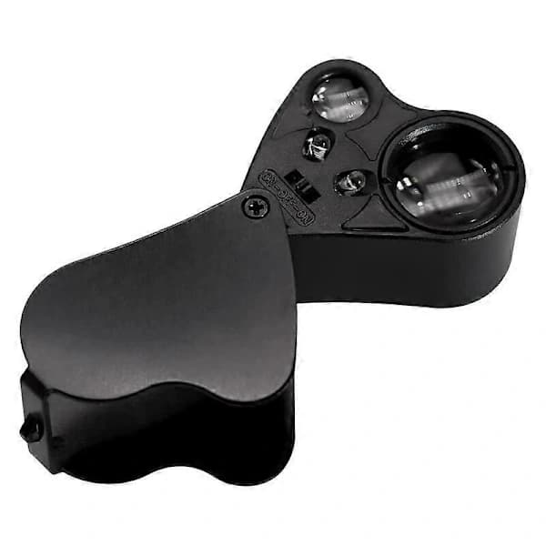 30X 60X belyst juvelerarlupp förstoringsglas vikbart smyckesförstoringsglas med stark LED-belysning för ädelstenar
