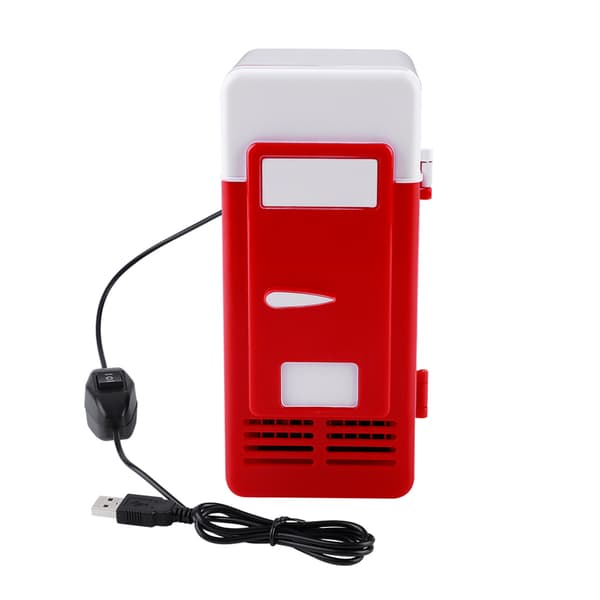 LED Mini USB Refrigerator Drinks Cans Cooler and Warmer Red