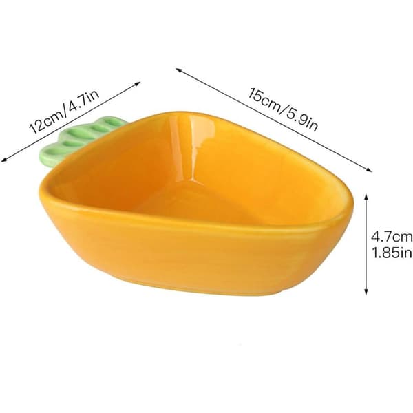 Ceramic Pet Bowl - Carrot - Ceramic Bowl for Hamster, Guinea Pig, Rat, Rabbit