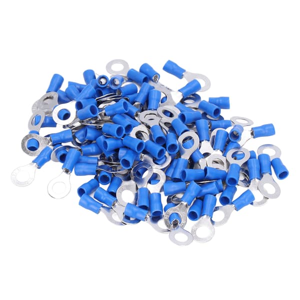 100 st förisolerade ringterminaler koppar PVC-presskopplingar för maskiner AWG 16-14