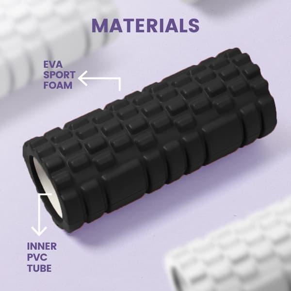 Massagerulle, Foam Roller til Muskelterapi og Massage, Fitness Foam Roller, Foam Roller til Smertelindring og Træning, 33x14cm, sort
