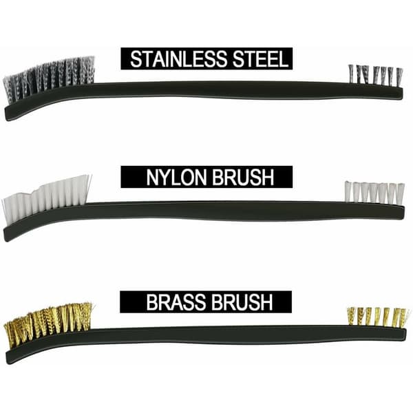 Trådbørste, 9-delt mini trådbørste til rengøring af svejsesprøjt, rust og støv, rustfrit stål, messing og nylon