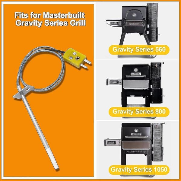 Temperatursensor Kit Kompatibel med Masterbuilt Gravity Series 560/800/1050 Digital Kullgrill + Røyker Erstatningsdeler, 1-pakning