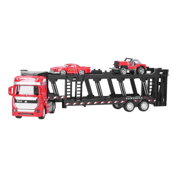 1:48 Alloy Container Truck Car Model Toy Pull Back High Simulation Kids Vehicle Toy (red)