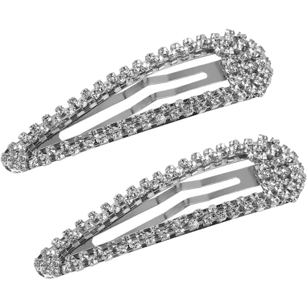 Strassihiusklipsit Metalliset hiusklipsit Kultaiset hiusklipsit Strassi Kiiltävät hiusklipsit Naisille Hopea 2kpl Hopea 2kpl Silver 2pc
