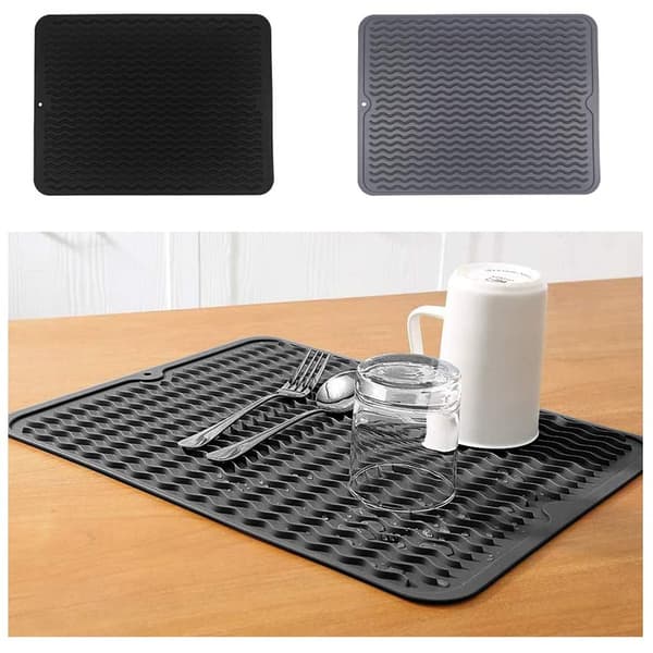 Silicone Drying Mat Heat Resistant Silicone Drain Mat 40 x 30 cm Non-Slip Dish Mat Kitchen Pot Holder Table Mat
