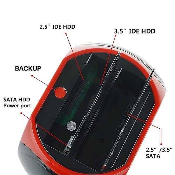 Dual Bay Hårddisk Dockningsstation, USB 3.0 till SATA IDE HDD Dockningsstation med Kortläsare för