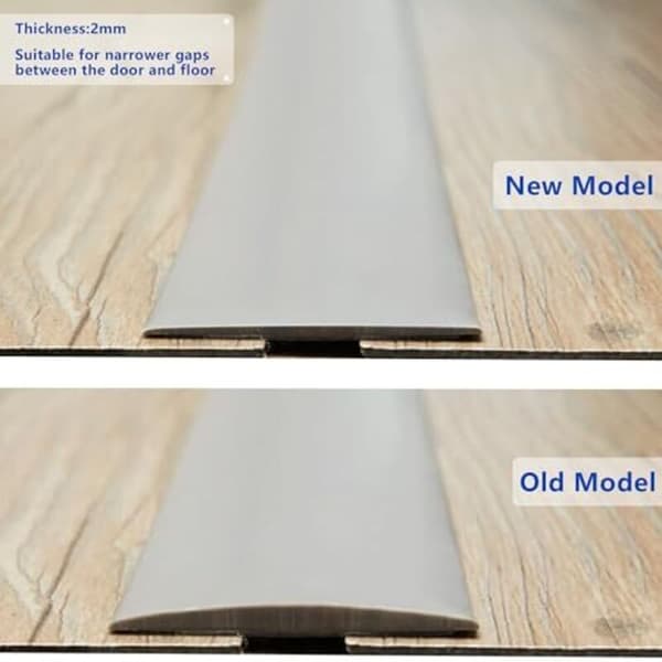 PVC Terskelprofil 2M Grå 5cm Bred 2mm Tykk Selvklebende Myk Overgangsprofil for Gulvsprekker