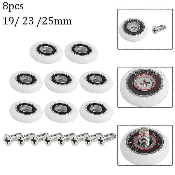 8 dusjdørruller (25mm m/5 skruer) - CE db