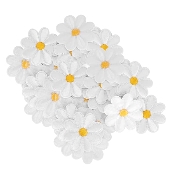 40 Daisy Pattern Embroidered Fabric Stickers, Iron-on Patches, DIY Backpack Clothing Accessories