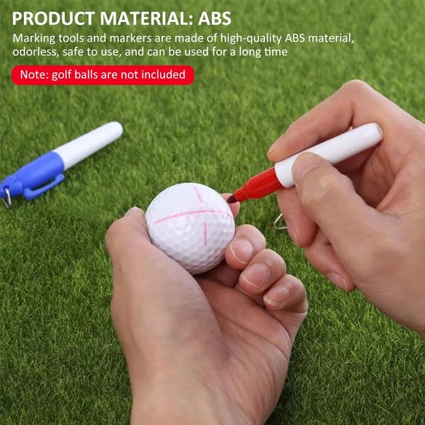 Golf Ball Alignment Tool Kit with Line Drawing Template and 4 Marker Pens for Golf Training and Putting