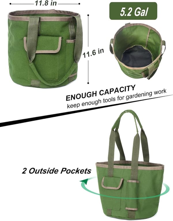 Garden Tool Bag, with Compartments for Tools, Sturdy Canvas Storage Set for Women, Men, and Gardeners (Bag Only/No Tools)
