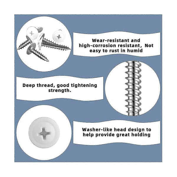 White Wood Screws White Sheet Metal Screw Thread Flat Head Quick Self-Tapping White Panel Cabinet Screws