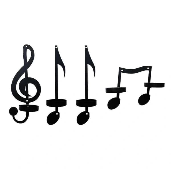 Home Decor 4 Pcs Black Music Notes Wall Lamp Candlestick Creative Wall Hanging Ornaments_tfrf