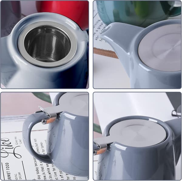 550 ml keramisk tekanne med avtakbar infuser for blomstrende te [JUN] Grå Grey