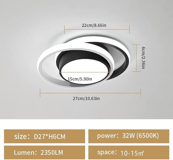Runde LED-loftlamper, moderne loftslampearmatur 32W 2350LM