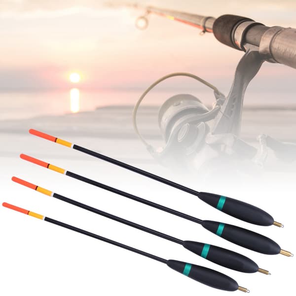 4pcs Balsa Wood Vertical Float Copper Head with Fishing Float Bobber Bait Indicator