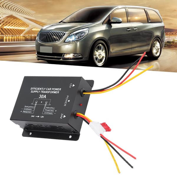 Auto DC Strømtransformator Inverter Omformer DC 24V til 12V Bil Spenningsreduserer (30A)