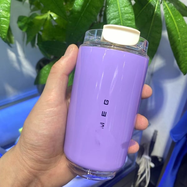 Termosmugg Varmt Kaffe Isolerad Termosmugg Sportvattenflaska med Mellanlager Vatten Vit Termosmugg 350ml Purple