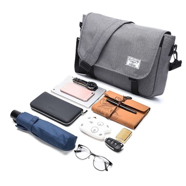 Skulderveske Menn Kvinner Stor Laptop Messenger Bag Messenger Bag, grå