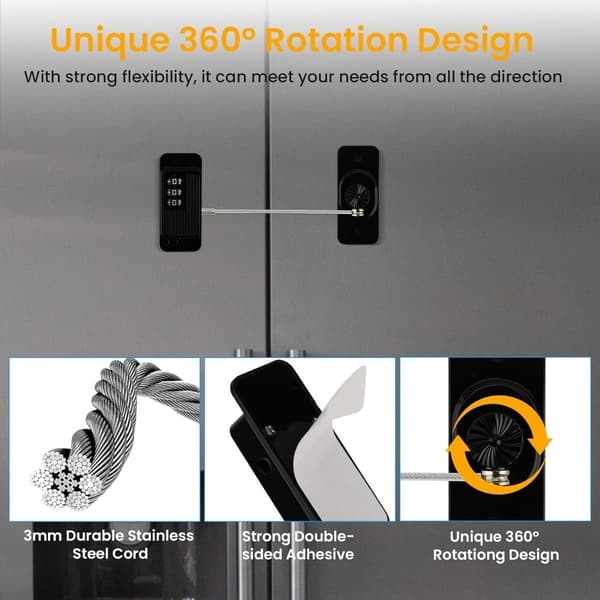 Multifunctional Safety Lock - Upgraded Traceless Adhesive Combination Lock with 3-Digit Code for Refrigerators and Cabinets, ABS+Steel Wire White White White