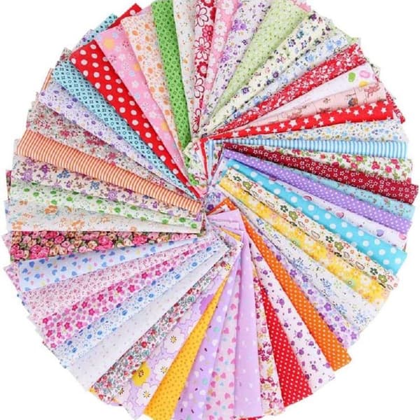 50-pak Bomuldsstoffer Patchwork Stofstykker 100% Bomuld DIY