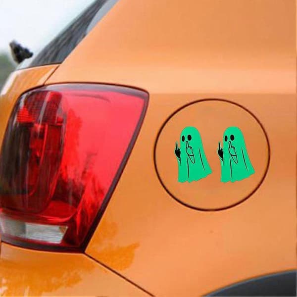 10 Pcs Luminous Ghost Middle Finger Stickers Glow in the Dark Car Ghost Decals Funny Halloween Ghost Decorations