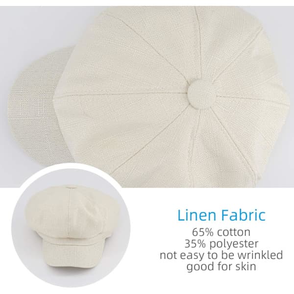 Linne Newsboy Caps Dame Åtte Paneler - 6 7/8 Fitted