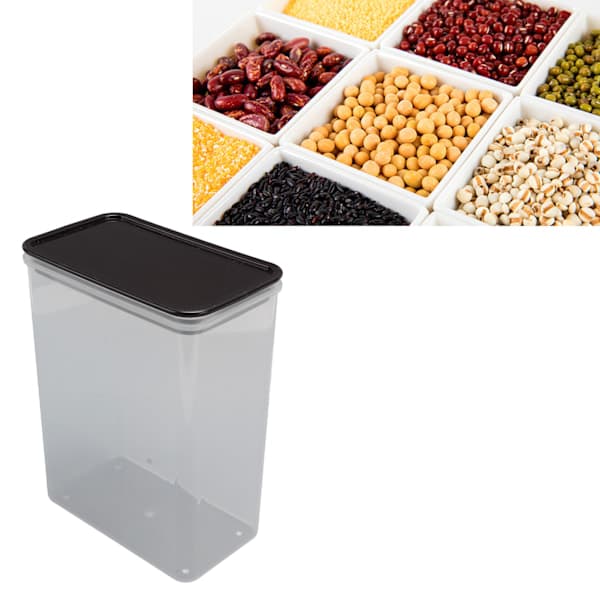 Airtight Food Storage Container with Transparent Design for Bread, Flour, Rice, Cereal, Pantry, Black Lid
