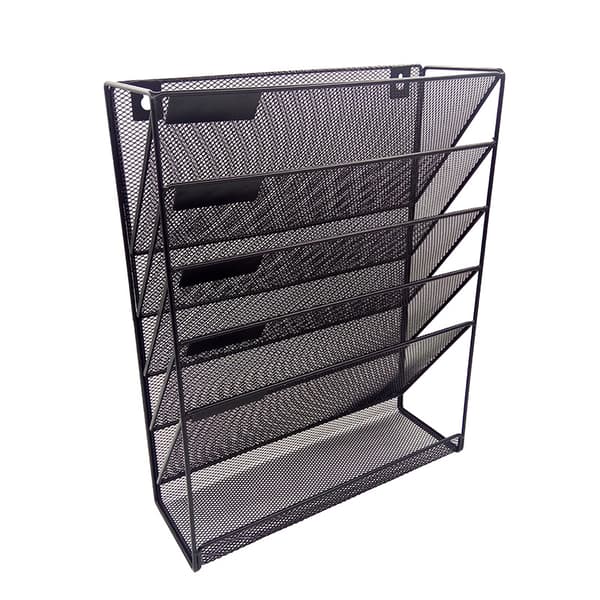 Simple Home Goods 6-lags vægmonteret arkivbakke-organizer, sort