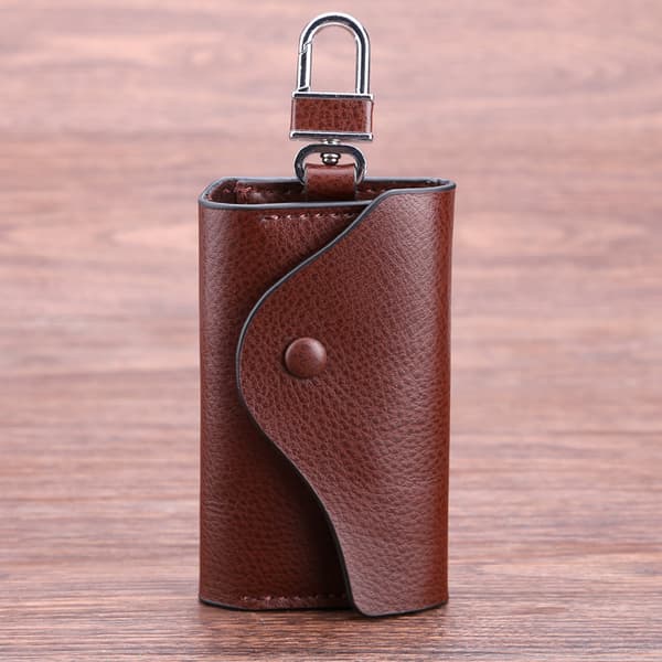 Genuine Leather Key Case, Men's Leather Cowhide Keychain Bag, Key Ring Card ID Holder Wallet