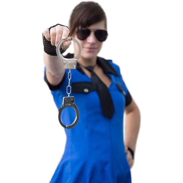 Toy Handcuffs with Key, Metal Handcuffs, Costume Accessory KLB