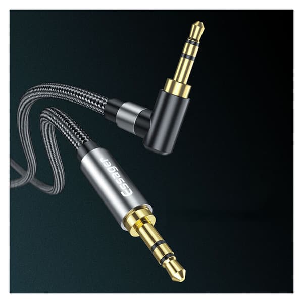 able Jack, Stereokabel Jack til Jack lydkabel, Lyd 3,5 mm han til han 90 graders ekstra nylonflettet til bilradio, højttalere, tablet, MP3 1,5M