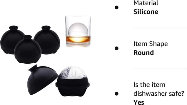 Ice Molds, 4-pack, 6 cm, Leak-Proof Silicone, Makes 2.5\" Round Ice Balls for Whiskey and Cocktails
