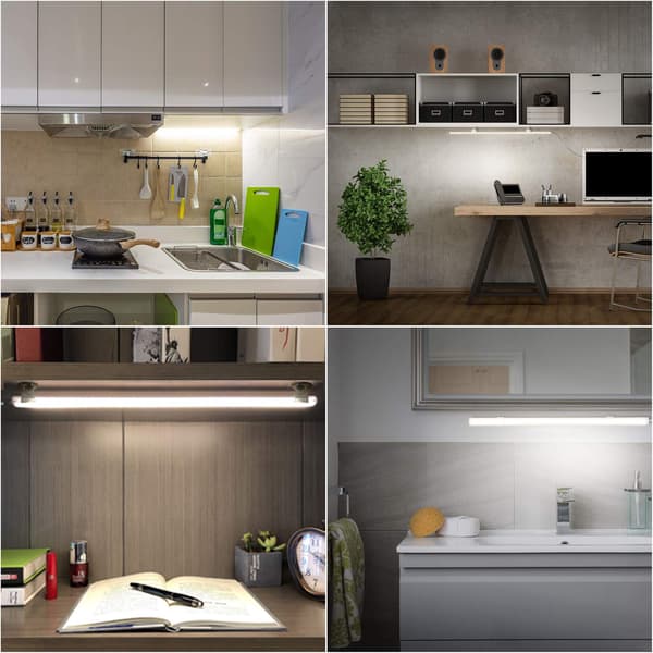 3-posisjons skrivebordslampe, garderobelampe, underskapslampe, USB-lyslist, dimbar lysstripe (37 cm)