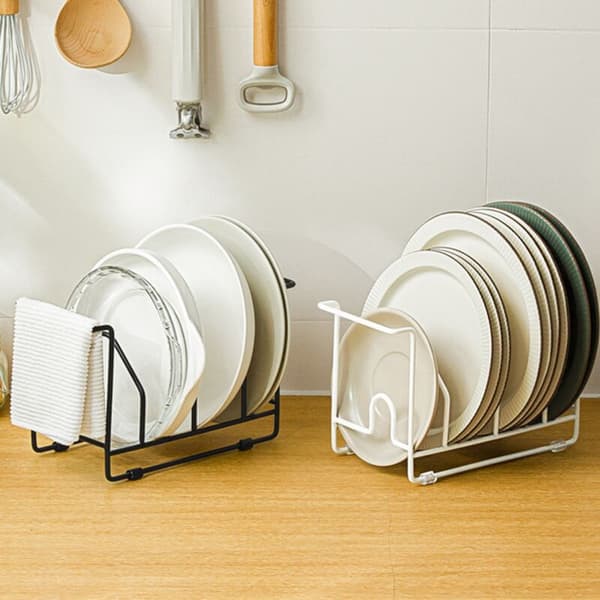 Cutting Board Storage Rack Cutting Board Holder Kitchen Countertop Pot Lid Vertical Storage Rack (Black)
