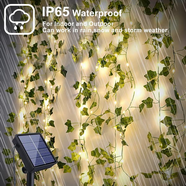 Solar String Lights Outdoor 100LED 12M Garland String Lights Artificial Ivy Leaves 8 Modes LED Ivy Vine String Waterproof