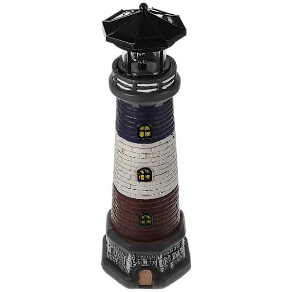 Luminous Lighthouse Statue Solar Powered Lighting Nautical Decor 12x12x37.5cm 1pc Black 12x12x37.5cm