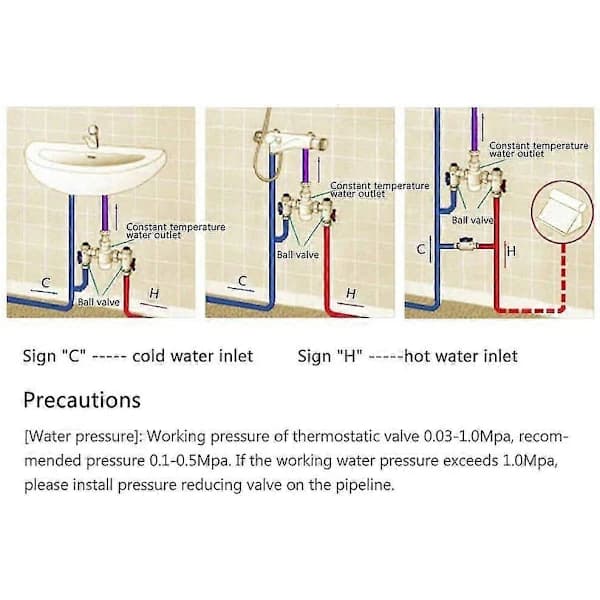 Hot and Cold Water Mixing Valve Solid Brass Thermostatic Mixing Faucet Fixed Temperature Faucet for Washbasin [CO]