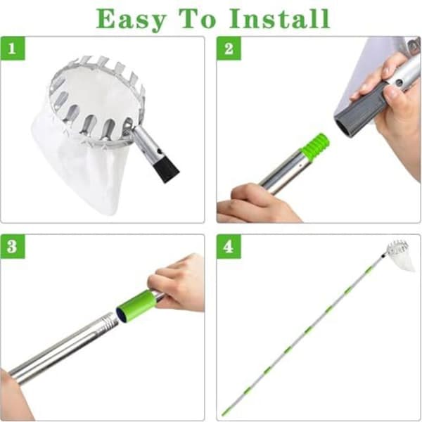 Apple picker with telescopic handle 3.2 m Fruit picker 8 Lightweight stainless steel poles Cotton bag Compatible with apple picking