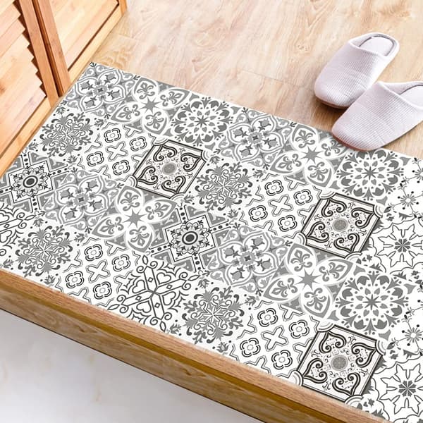 Moroccan Tile Decals for Kitchen Bathroom Wall Transfer Grey 10-Pack