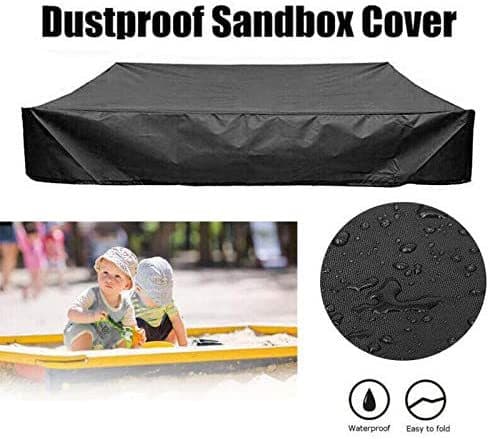 Sandpit Cover with Drawstring, Oxford Fabric Square Tarp for Sandpit, Pool, Garden or Yard (Black, 150 150)