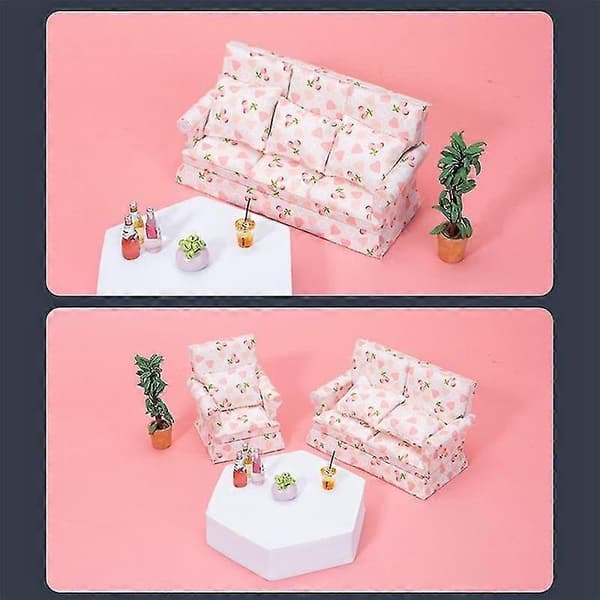 1:12 Skala Miniature Dukkehus Møbler Stofsofa Dobbeltsofa Møbler Stueindretning