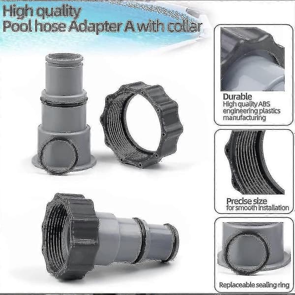 Erstatningsadapter til poolslange til Intex A-pumpe, passer til 32 mm og 38 mm slange