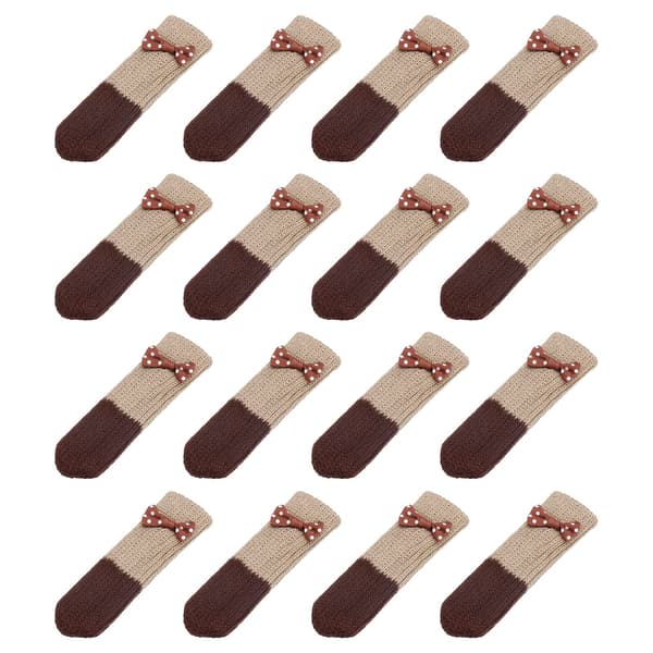 Stolbeskyttelse for gulv, 24 stk - Strikkede møbelstrømper, bordbensbeskyttelse for tregulv (beige + mørkebrun)