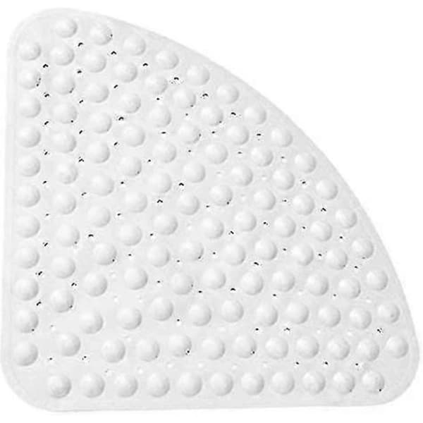 Non-slip Rubber Corner Shower Mat, Quadrant Bath Mat, Antibacterial Suction Mat for Shower or Bathtub, Non-slip Bathtub Mat, 54x54cm Solid White