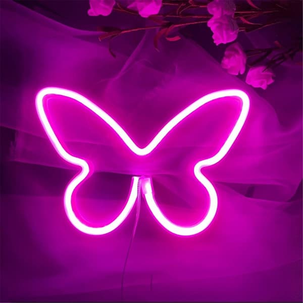 Butterfly Neon Light Pink Neon Sign Neon Wall Lamp USB or Battery Powered