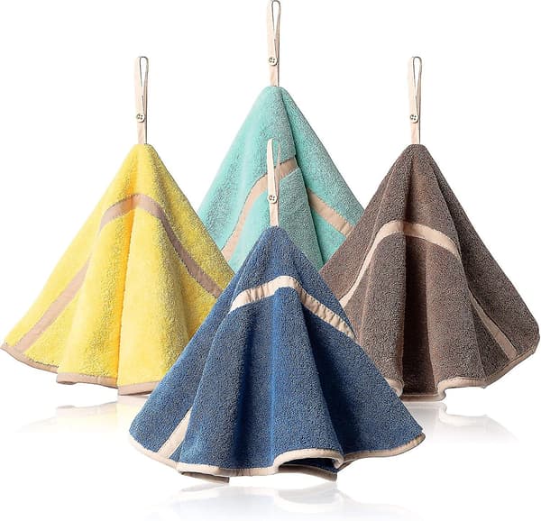4-pack Hanging Towels with Hanging Loop, Absorbent Coral Fleece Bathroom Towels [DB]