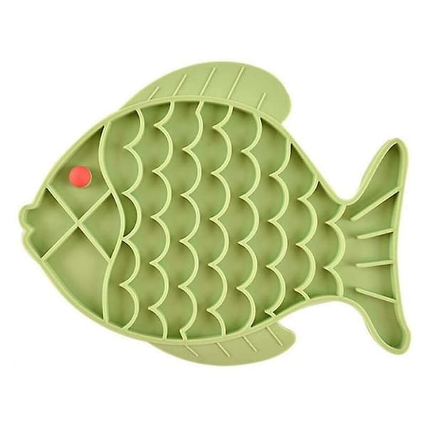 Antiskli silikonskål for hunder og katter - Slow Feed Fish Green